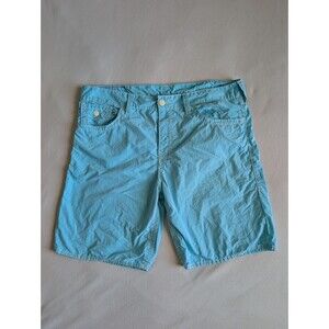 True Religion Big T Board Shorts Mens Size 38 Teal Blue 9.5" Inseam Surf Swim